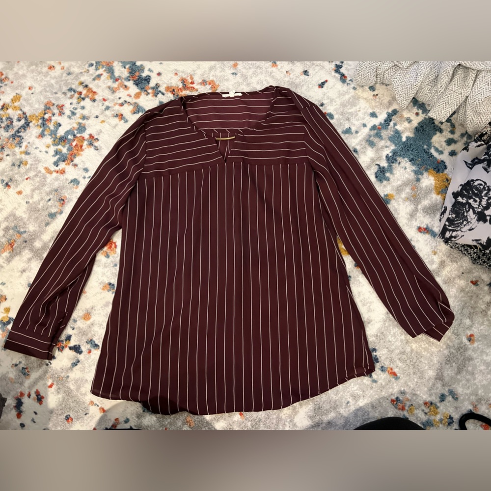 Maurices Blouse | Large | Purple Stripes